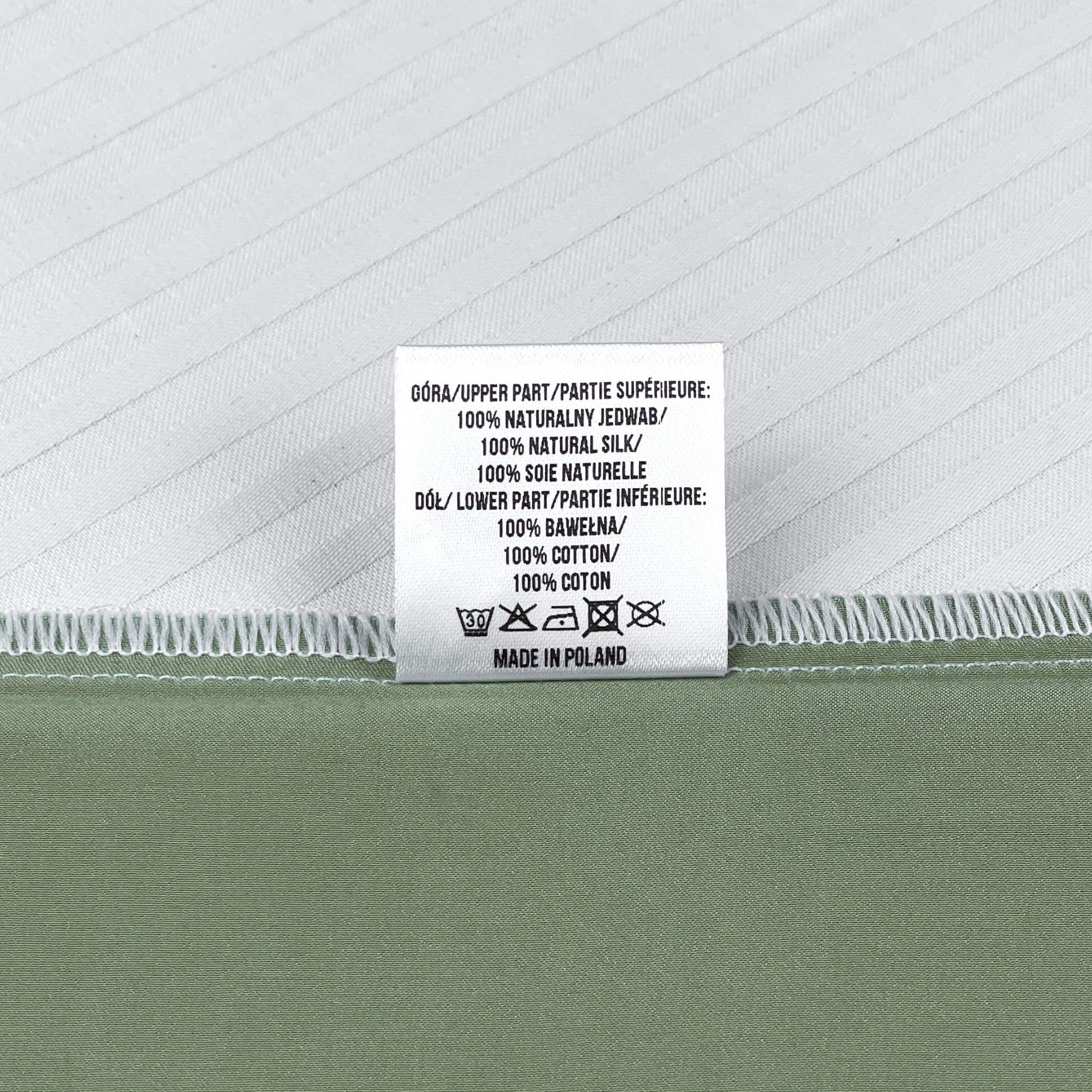 jedwabna poszewka Qrown pistacjowa 40x40 z bawelna 2