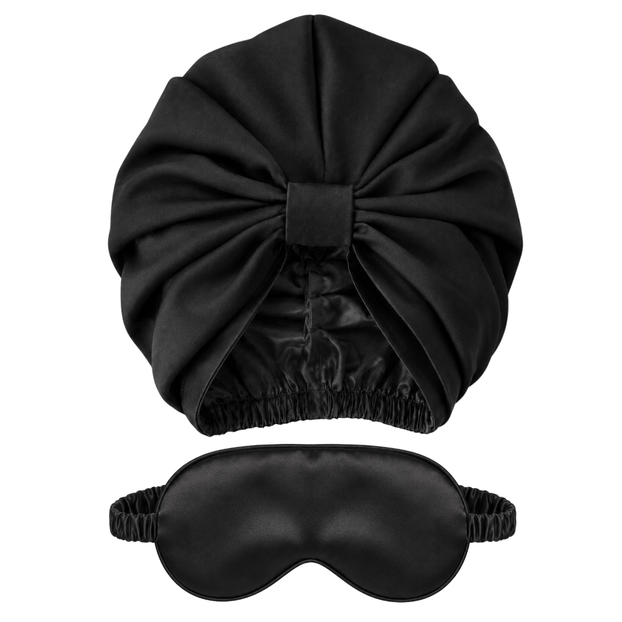 Jedwabny Turban Qrown 100% Jedwab Morwowy 22 Momme z Jedwabną Opaską na Oczy